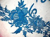Embroidered Lace Appliques Turquoise Romantic Rose Floral Venice Lace Mirror Pair 16" (DH83X)