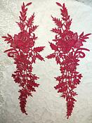 Embroidered Lace Appliques Wine Romantic Rose Floral Venice Lace Mirror Pair 16" (DH83X)