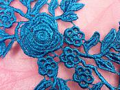 Romantic Roses Embroidered Lace Appliques Turquoise Floral Venice Lace Mirror Pair 13" (DH84X)