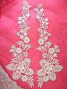 Embroidered Lace Appliques White Floral Venice Lace Mirror Pair 15" (DH85X)