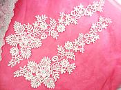 Embroidered Lace Appliques White Floral Venice Lace Mirror Pair 15" (DH85X) Embroidered Lace Appliques White Floral Venice Lace Mirror Pair 15" (DH85X)