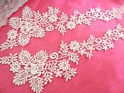 Embroidered Lace Appliques White Floral Venice Lace Mirror Pair 15" (DH85X)