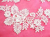 Embroidered Lace Appliques White Floral Venice Lace Mirror Pair 15" (DH85X)