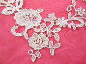 Embroidered Lace Appliques White Anitque Floral Venice Lace Mirror Pair Motifs 11" (DH100X)