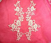 Embroidered Lace Appliques White Anitque Floral Venice Lace Mirror Pair Motifs 11" (DH100X) Embroidered Lace Appliques White Anitque Floral Venice Lace Mirror Pair Motifs 11" (DH100X)