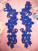 Embroidered Lace Appliques Blue Floral Venice Lace Mirror Pair 9.5" (DH86X)