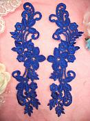 Embroidered Lace Appliques Blue Floral Venice Lace Mirror Pair 9.5" (DH86X)