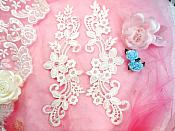 Embroidered Lace Appliques Ivory Floral Venice Lace Mirror Pair 9.5" (DH86X)