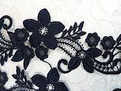 Embroidered Lace Appliques Navy Floral Venice Lace Mirror Pair 9.5" (DH86X)