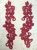 Embroidered Lace Appliques Wine Floral Venice Lace Mirror Pair 9.5" (DH86X)