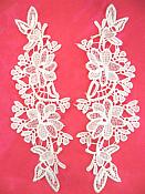 Embroidered Lace Appliques White Floral Venice Lace Mirror Pair 10" (DH87X)
