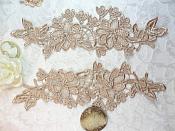 Embroidered Lace Appliques Champagne Floral Venice Lace Mirror Pair 10" (DH87X)