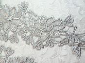 Embroidered Lace Appliques Silver Floral Venice Lace Mirror Pair 10" (DH87X)