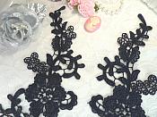 Embroidered Lace Appliques Navy Blue Floral Venice Lace Mirror Pair 13" (DH88X)