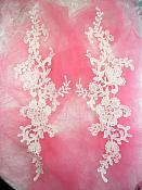 Embroidered Lace Appliques Ivory Floral Venice Lace Mirror Pair 13" (DH88X)