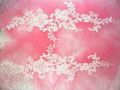 Embroidered Lace Appliques Ivory Floral Venice Lace Mirror Pair 13" (DH88X)