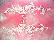 Embroidered Lace Appliques Ivory Floral Venice Lace Mirror Pair 13" (DH88X)