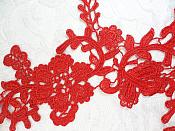 Embroidered Lace Appliques Red Floral Venice Lace Mirror Pair 13" (DH88X)