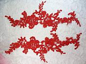 Embroidered Lace Appliques Red Floral Venice Lace Mirror Pair 13" (DH88X)