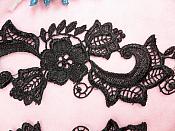 Embroidered Lace Appliques Black Floral Venice Lace Mirror Pair 10.5" (DH90X)