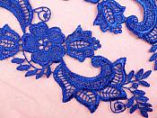 Embroidered Lace Appliques Blue Floral Venice Lace Mirror Pair 10.5" (DH90X)