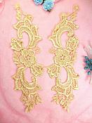 Embroidered Lace Appliques Gold Floral Venice Lace Mirror Pair 10.5" (DH90X)