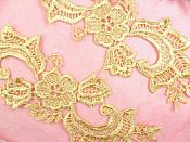 Embroidered Lace Appliques Gold Floral Venice Lace Mirror Pair 10.5" (DH90X)