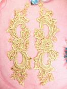 Embroidered Lace Appliques Gold Floral Venice Lace Mirror Pair 10.5" (DH90X)