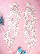 Embroidered Lace Appliques Ivory Floral Venice Lace Mirror Pair 10.5" (DH90X)