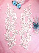 Embroidered Lace Appliques Ivory Floral Venice Lace Mirror Pair 10.5" (DH90X)