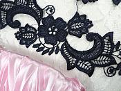 Embroidered Lace Appliques Navy Blue Floral Venice Lace Mirror Pair 10.5" (DH90X)