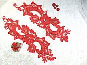 Embroidered Lace Appliques Red Floral Venice Lace Mirror Pair 10.5" (DH90X)
