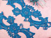 Embroidered Lace Appliques Turquoise Floral Venice Lace Mirror Pair 10.5" (DH90X)