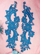 Embroidered Lace Appliques Turquoise Floral Venice Lace Mirror Pair 10.5" (DH90X)
