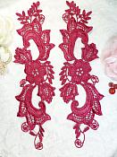 Embroidered Lace Appliques Wine Floral Venice Lace Mirror Pair 10.5" (DH90X)