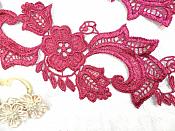 Embroidered Lace Appliques Wine Floral Venice Lace Mirror Pair 10.5" (DH90X)