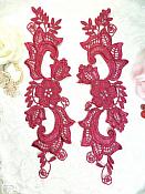 Embroidered Lace Appliques Wine Floral Venice Lace Mirror Pair 10.5" (DH90X)