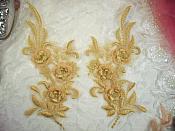 3D Lace Appliques Gold Floral Embroidered Mirror Pair 8" (DH92X)