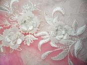 3D Lace Appliques White Floral Embroidered Mirror Pair 8" (DH92X)