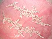 Embroidered Lace Appliques White Floral Venice Lace Mirror Pair 13" (DH88X)