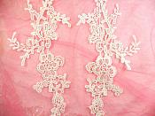 Embroidered Lace Appliques White Floral Venice Lace Mirror Pair 13" (DH88X)