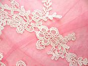 Embroidered Lace Appliques White Floral Venice Lace Mirror Pair 13" (DH88X)