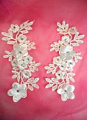 White Silver Crystal Bridal Floral Venice Lace Applique 9.5" (DH94X)