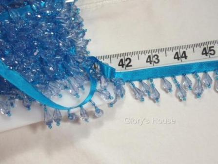 E1670 Turquoise Teardrop Beaded Fringe Sewing Trim 1"