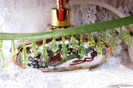 E1670 Lime Green Teardrop Beaded Fringe Sewing Trim 1"