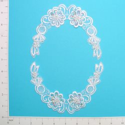 E2105x White Bridal Venise Lace Mirror Pair Appliques 5.5" E2105x White Bridal Venise Lace Mirror Pair Appliques 5.5"