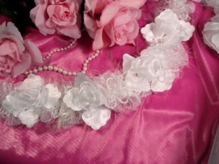 E5665 White Bridal Wedding Flower Stretchy Sewing Trim