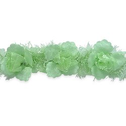 E5665 Mint Green Rose Floral Stretchy Sewing Trim