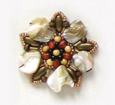 E5863  Natural Pearl Shell  Beaded Applique Motif  2"