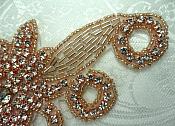 Rose Gold Appliques Crystal Rhinestone Gold Beaded Mirror Pair 7.5" (XR27X-rsglcr)